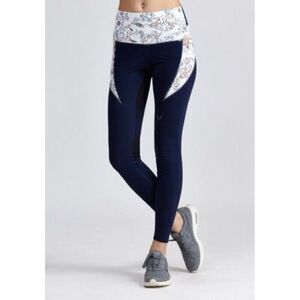 Lucas Hugh London PERFORMANCE  LEGGINGS Navy Floral Compression Size Med $210‎